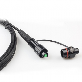 FTTH Drop Cable 2*5mm -G657A1-LSZH-Grey-250M  With Mini Waterproof Fiber Optic Patch Cord SC/APC-SC/APC