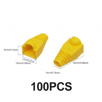 Colorful RJ45 Cat5e Cat6 Ethernet Network PluG Sheath RJ45 Plug Cover Boot（Yellow）