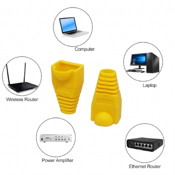 Colorful RJ45 Cat5e Cat6 Ethernet Network PluG Sheath RJ45 Plug Cover Boot（Yellow）