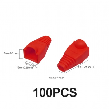 Colorful RJ45 Cat5e Cat6 Ethernet Network PluG Sheath RJ45 Plug Cover Boot（Red）