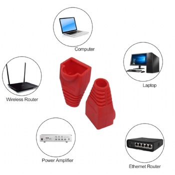 Colorful RJ45 Cat5e Cat6 Ethernet Network PluG Sheath RJ45 Plug Cover Boot（Red）