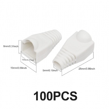 Colorful RJ45 Cat5e Cat6 Ethernet Network PluG Sheath RJ45 Plug Cover Boot（White）