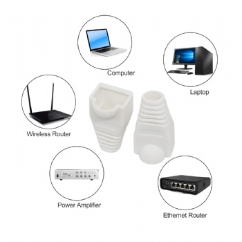 Colorful RJ45 Cat5e Cat6 Ethernet Network PluG Sheath RJ45 Plug Cover Boot（White）