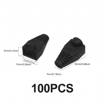 Colorful RJ45 Cat5e Cat6 Ethernet Network PluG Sheath RJ45 Plug Cover Boot（Black）