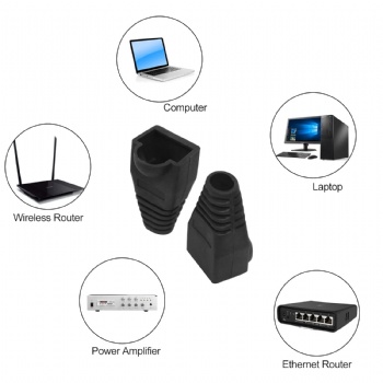 Colorful RJ45 Cat5e Cat6 Ethernet Network PluG Sheath RJ45 Plug Cover Boot（Black）