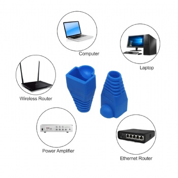 Colorful RJ45 Cat5e Cat6 Ethernet Network PluG Sheath RJ45 Plug Cover Boot（blue）