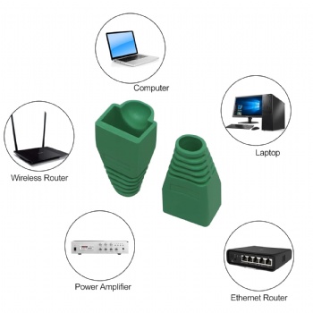 Colorful RJ45 Cat5e Cat6 Ethernet Network PluG Sheath RJ45 Plug Cover Boot（Gree）