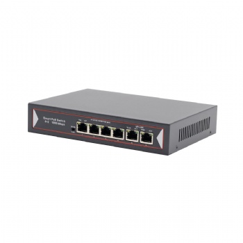 10/100/1000M 4+2 Port Smart POE Switch, Total POE Budget 60W